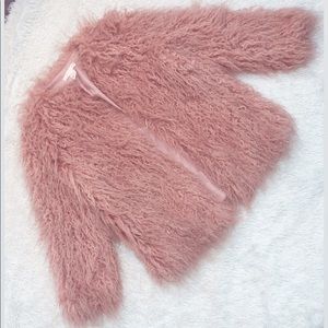 Pink faux fur coat